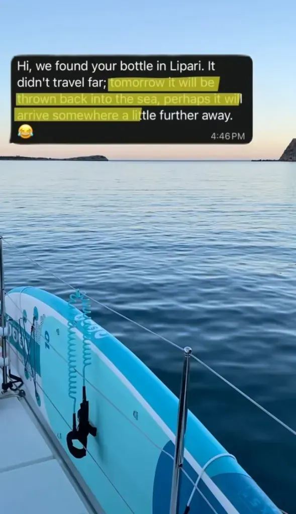 Nachricht eines Finders: Flasche in Lipari entdeckt