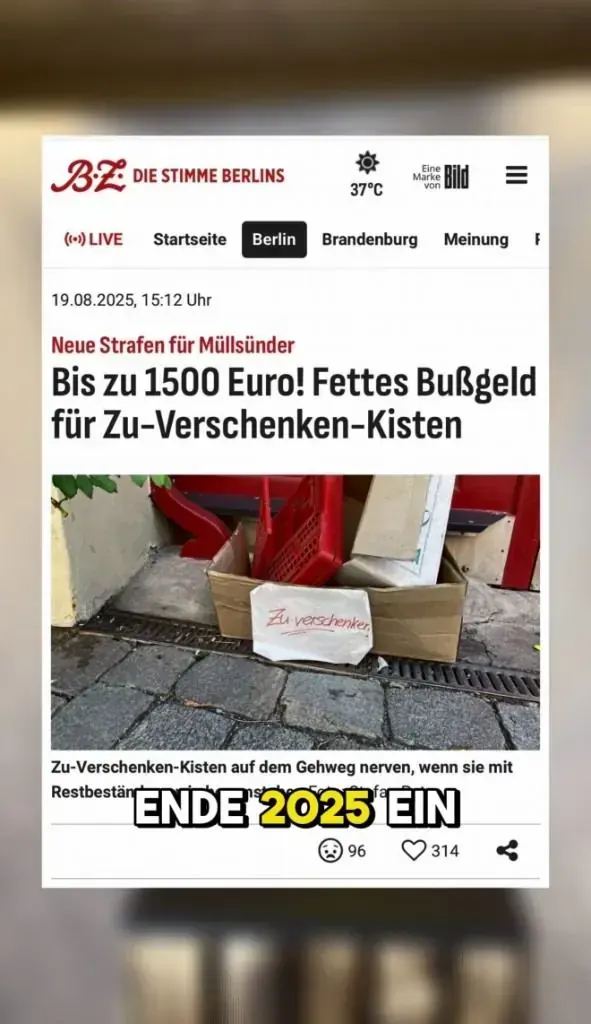 BZ Berlin – Bußgeld bis 1500 Euro für Zu-Verschenken-Kisten